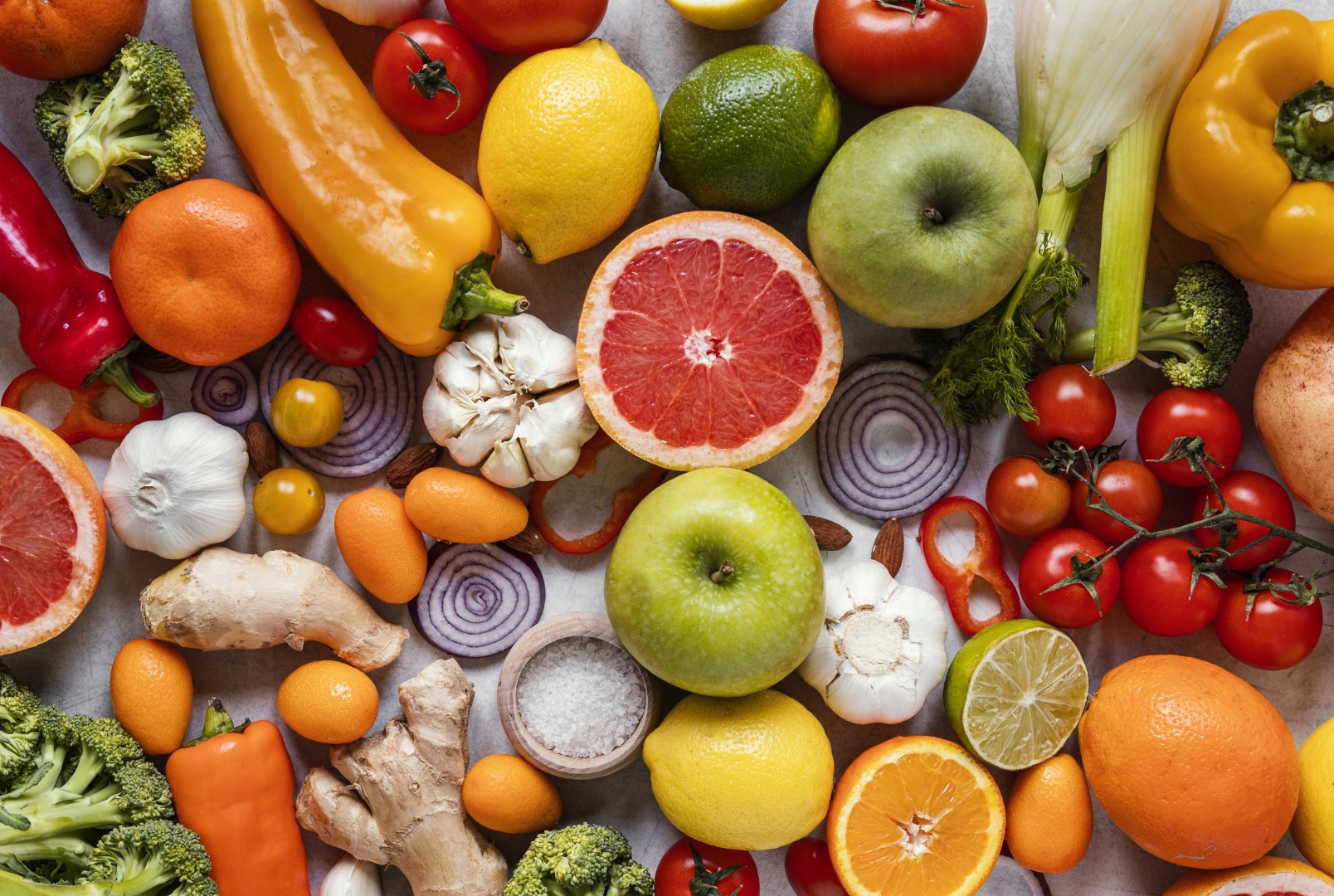 top view healthy food immunity boosting composition